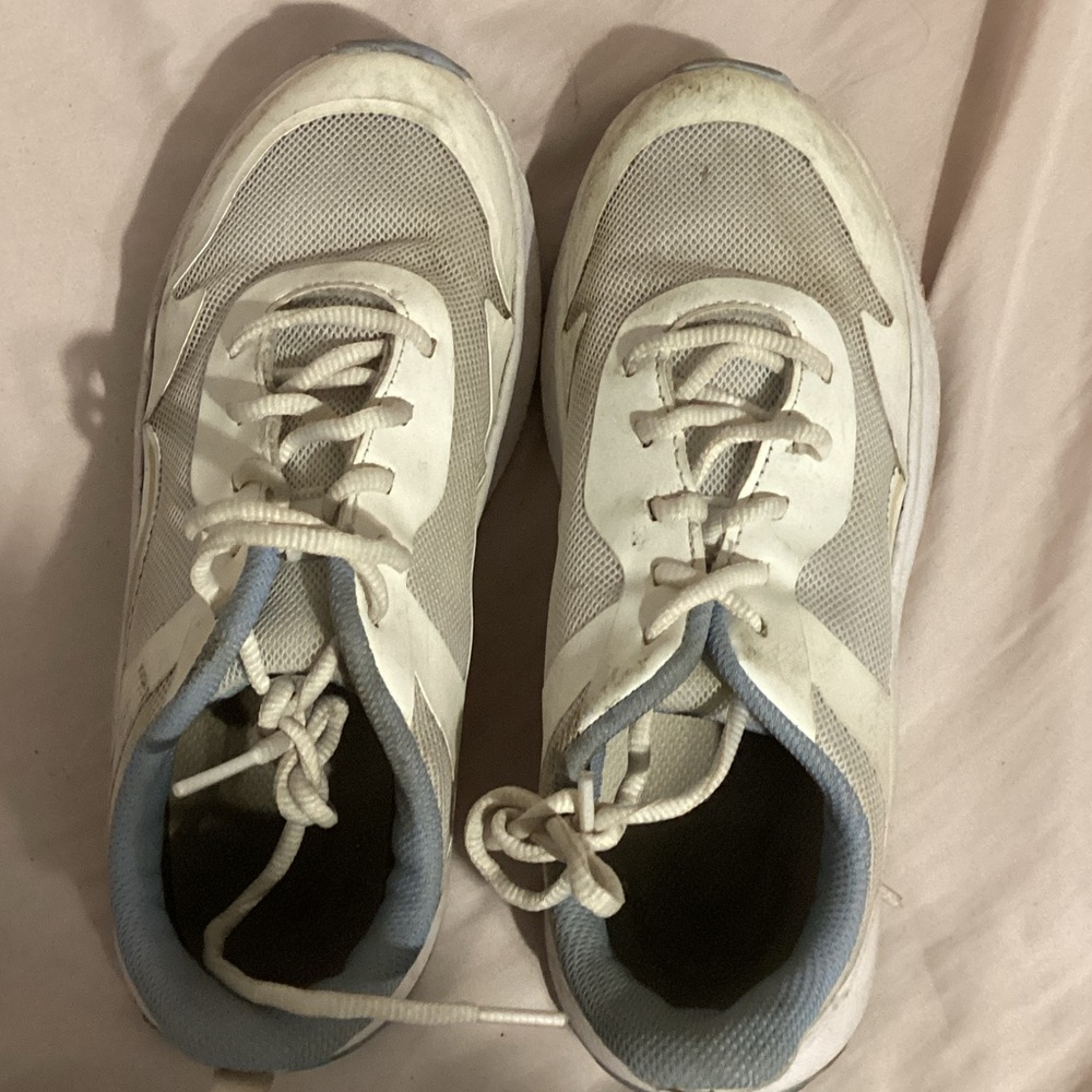 White and Gray Athletic Sneakers
